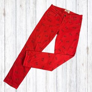 PAIGE Kylie Crop Bicycle Theme Skinny Jeans Red Black Size 26
